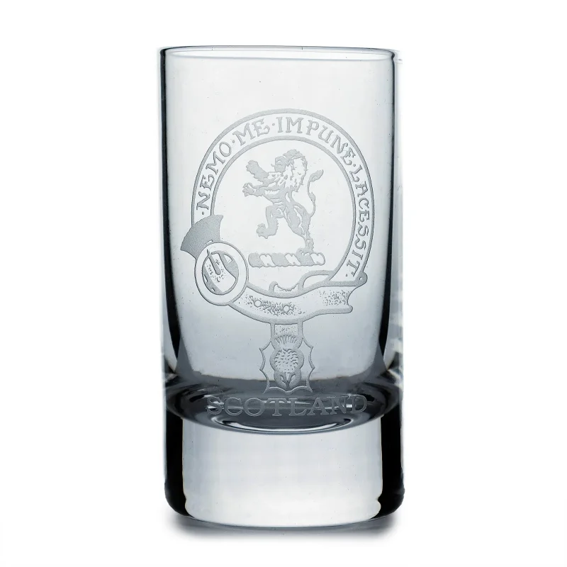 scottish clan crest crystal shot glass