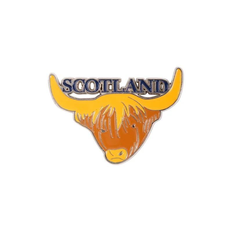 scottish cow face metal magnet