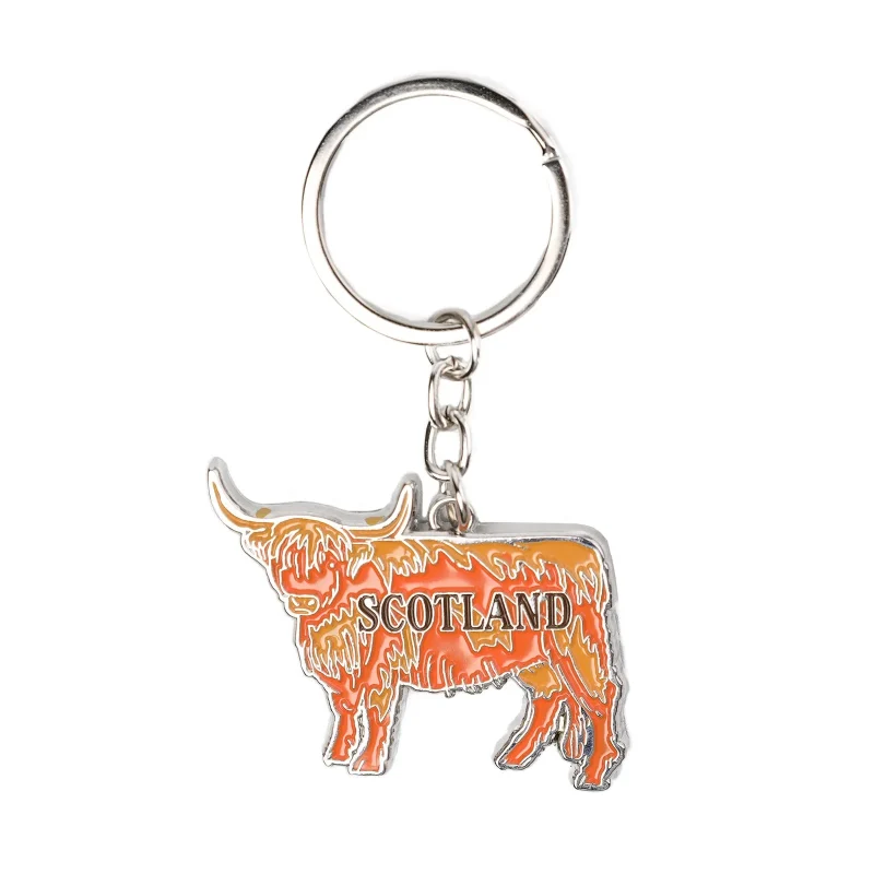 scottish cow metal keyring scotland