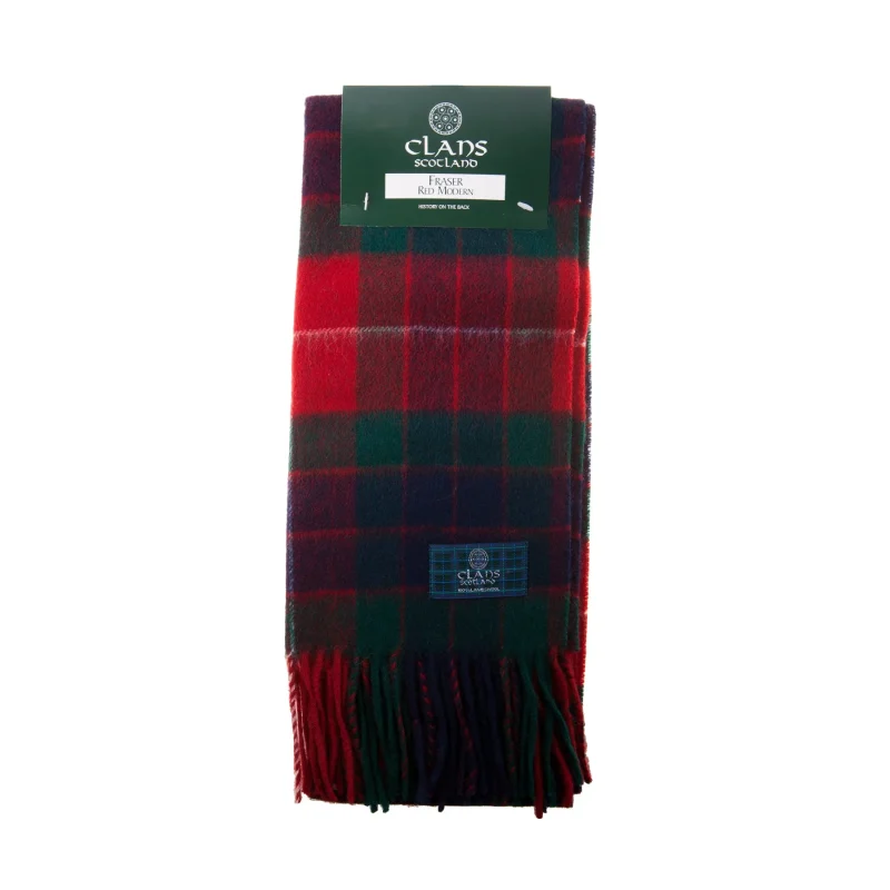 scottish fraser clan tartan scarf red lambswool