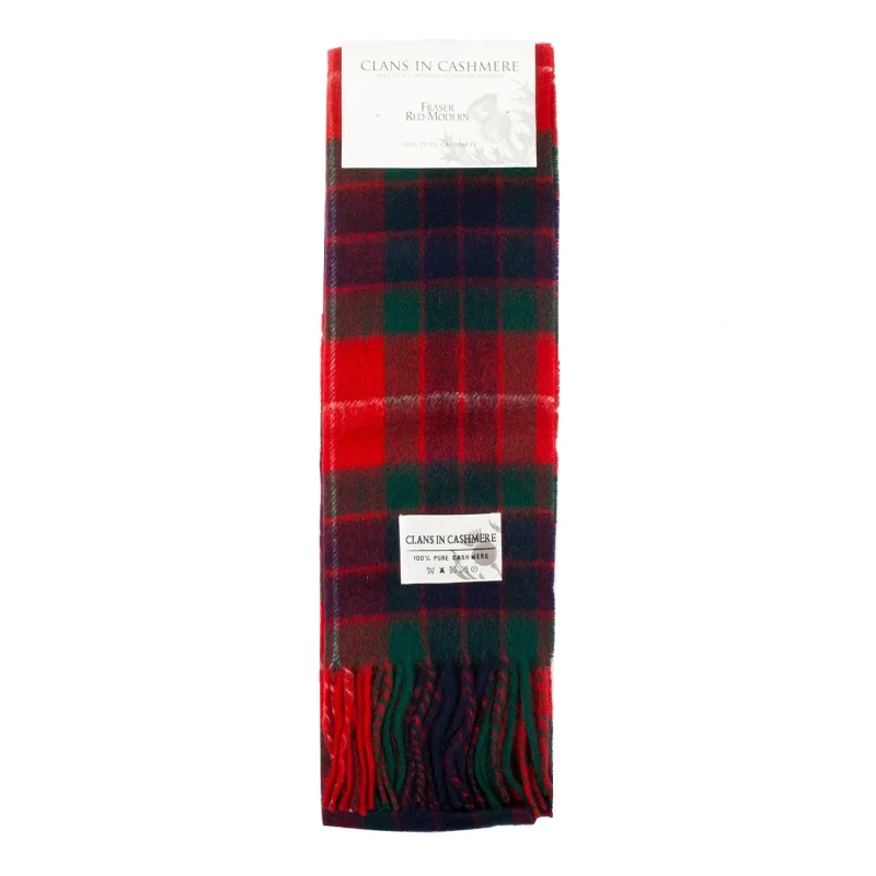 scottish fraser red cashmere tartan scarf