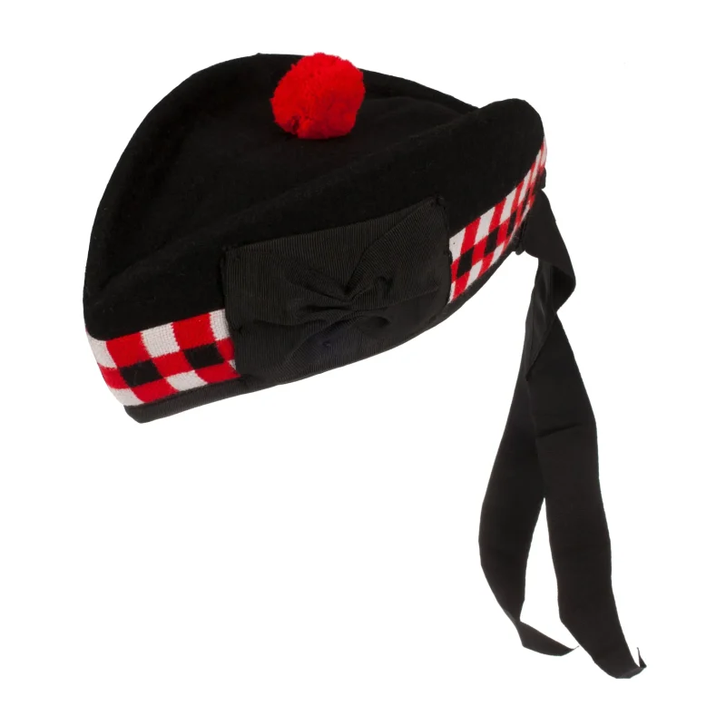 scottish glengarry hat black diced design