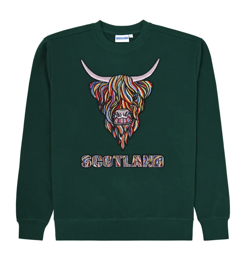 scottish highland cow embroidered sweatshirt