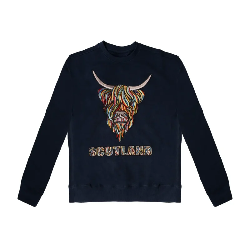 scottish highland cow embroidered sweatshirt top