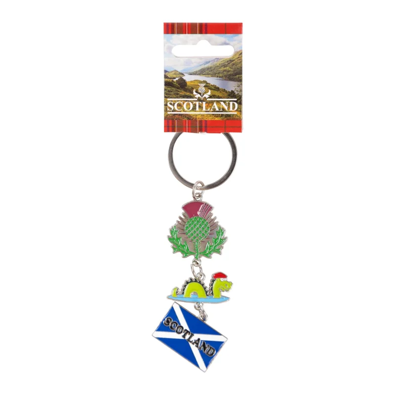 scottish keyring thistle nessie flag combo