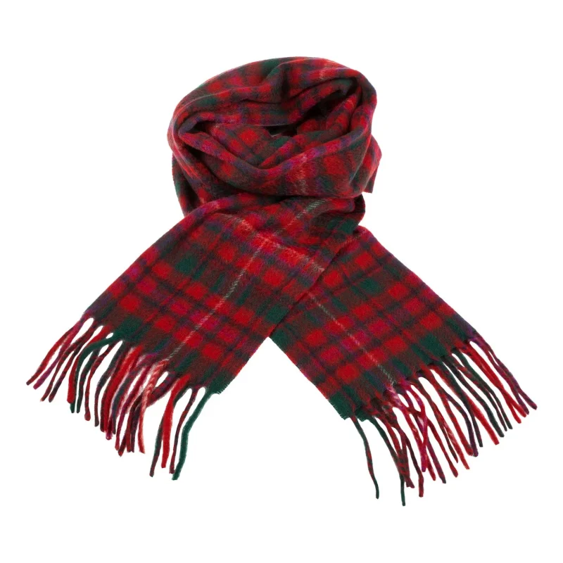 scottish mackinnon cashmere tartan scarf in red