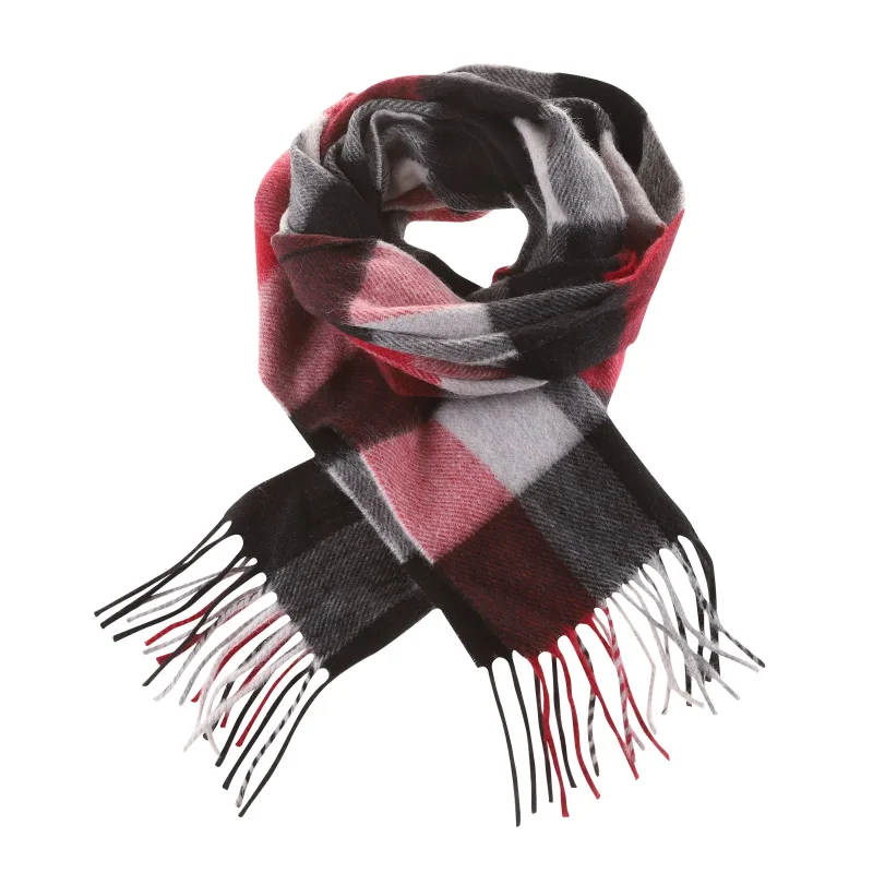 scottish made 100 cashmere scarf cubes red