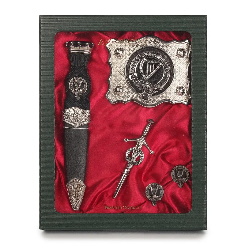 scottish pewter clan crest set with rose