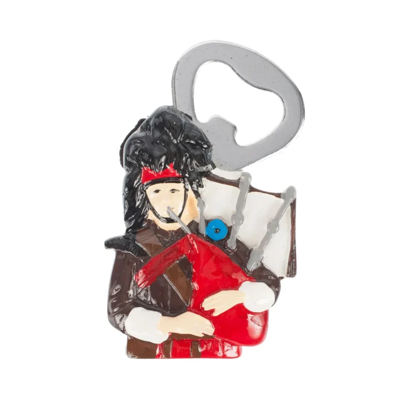 scottish piper resin fridge magnet bottle opener