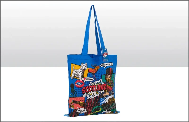 scottish pop art cotton tote bag