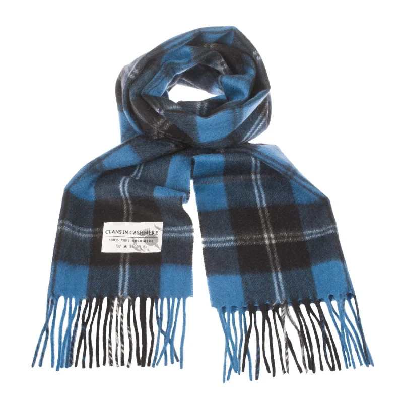 scottish ramsay blue tartan cashmere scarf