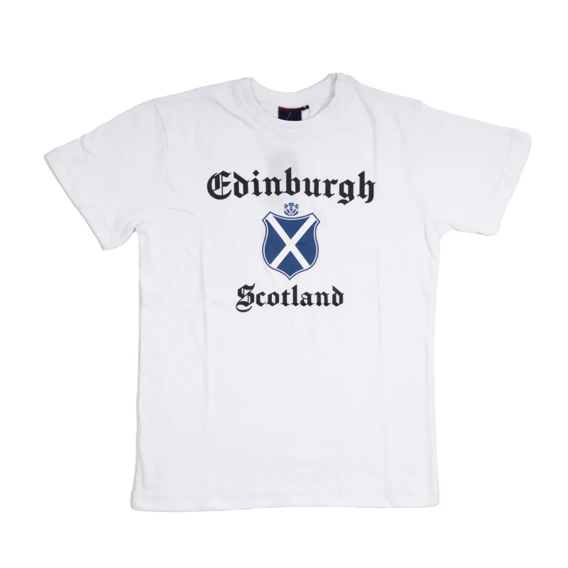 scottish shield white adult t shirt