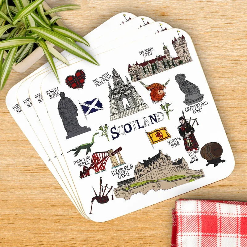 scottish sketch coaster set 4 pack