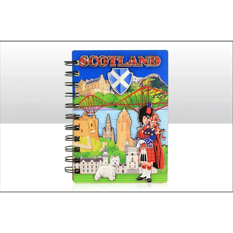 scottish skyline wooden notebook