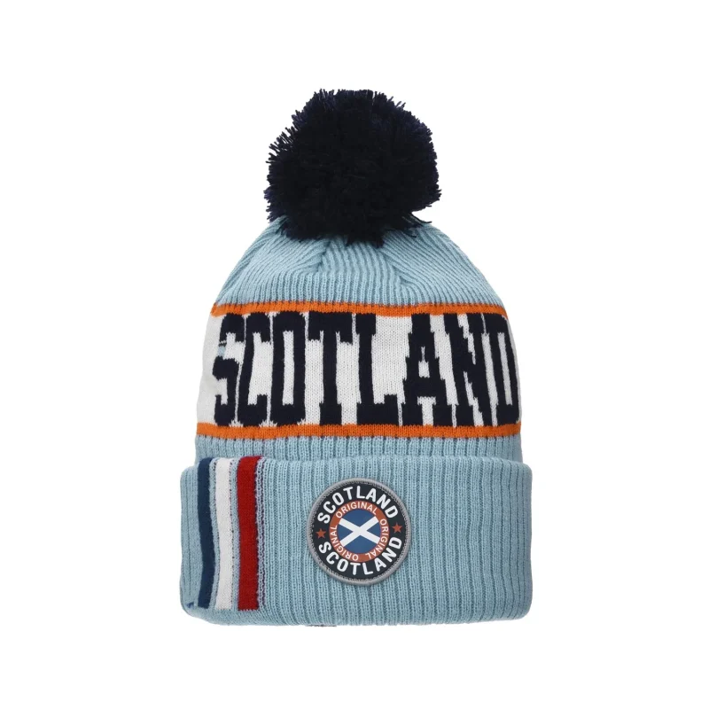 scottish stripe pom beanie hat