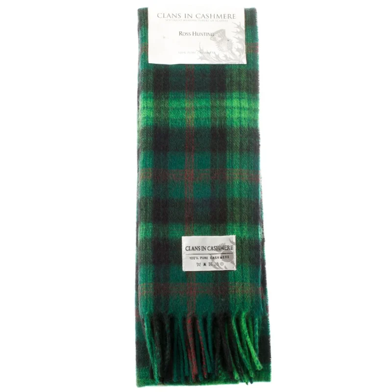 scottish tartan clan cashmere scarf ross hunting