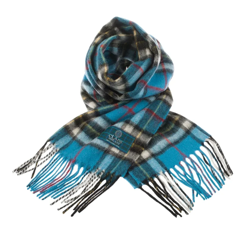 scottish tartan thomson blue lambswool scarf