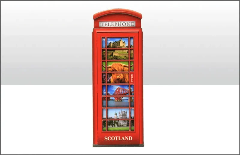 scottish telephone box wooden magnet