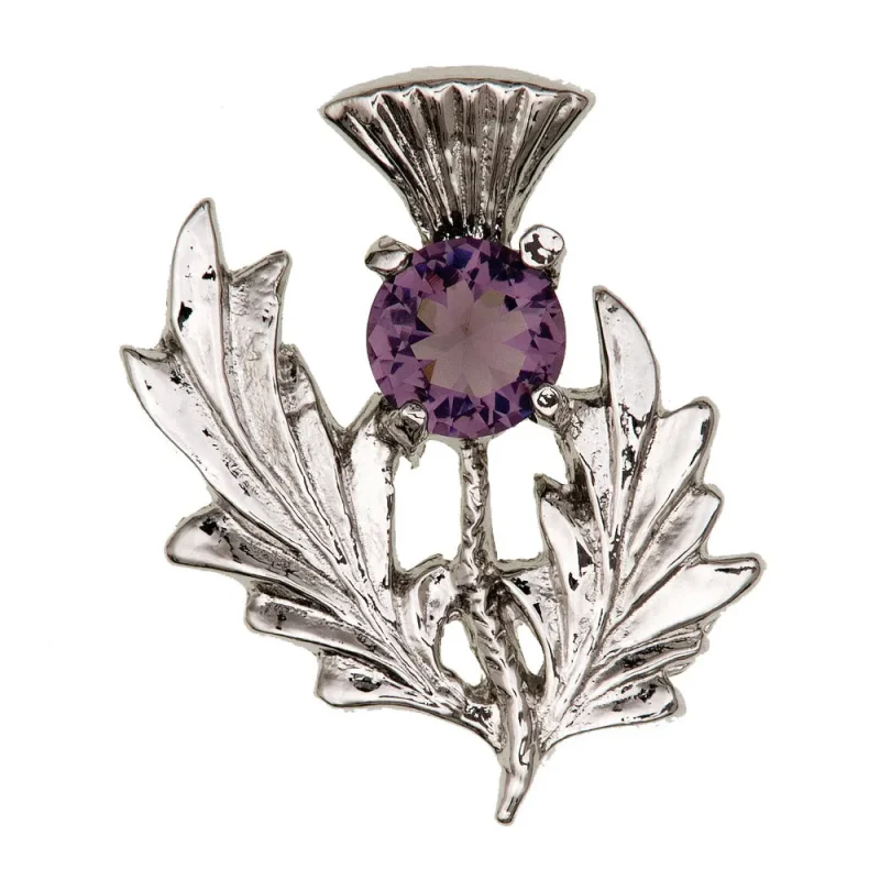 scottish thistle brooch in dark amethyst