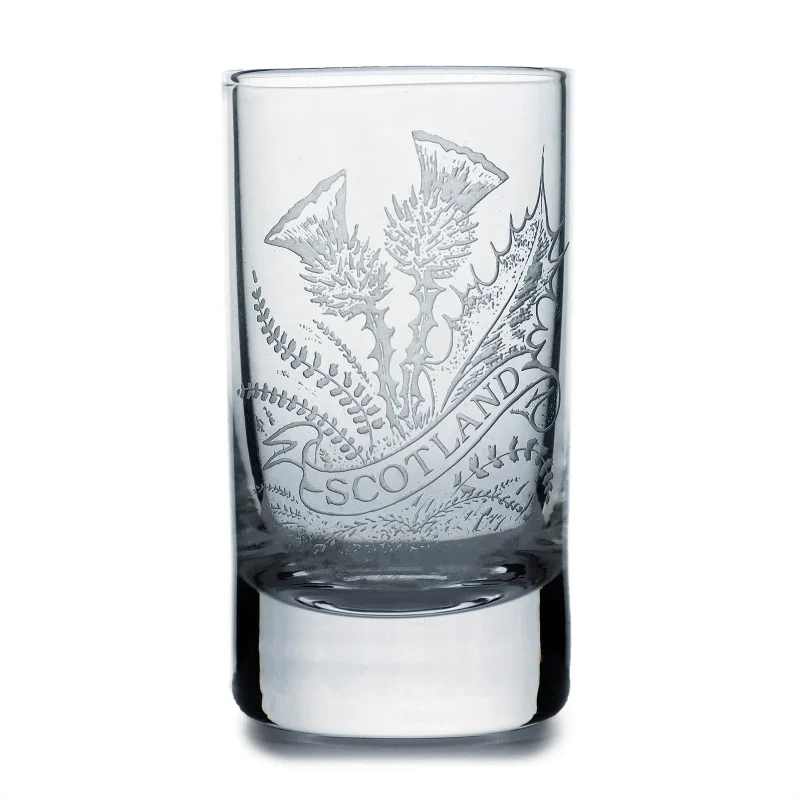 scottish thistle collins crystal shot glass