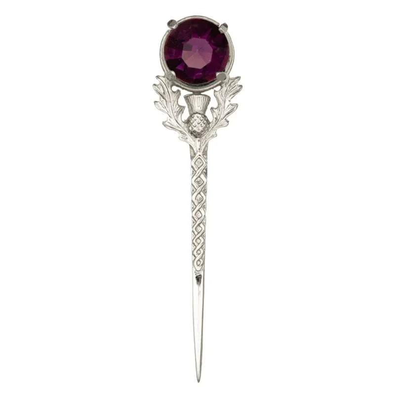 scottish thistle kilt pin dark amethyst