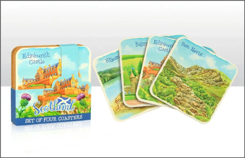 scottish watercolor coaster set 4 pack