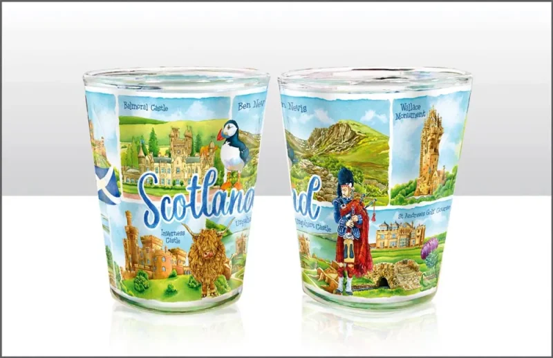 scottish watercolor shot glass