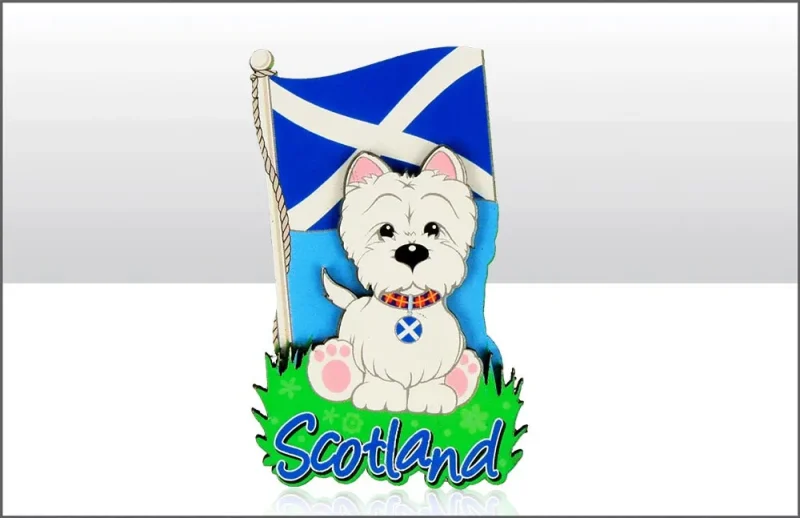 scottish westie flag wood magnet