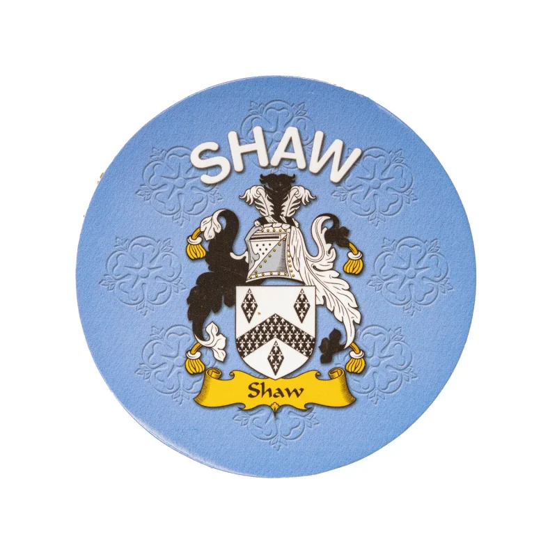 shaw e family name round cork coaster