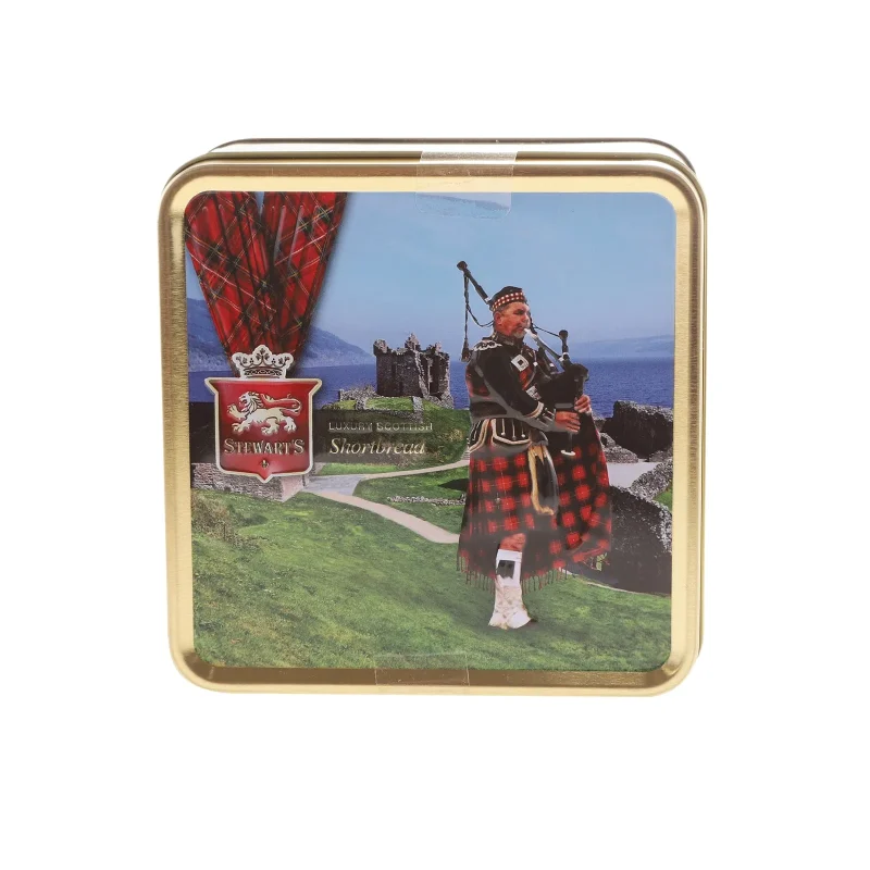 shortbread tin loch ness piper by stewarts