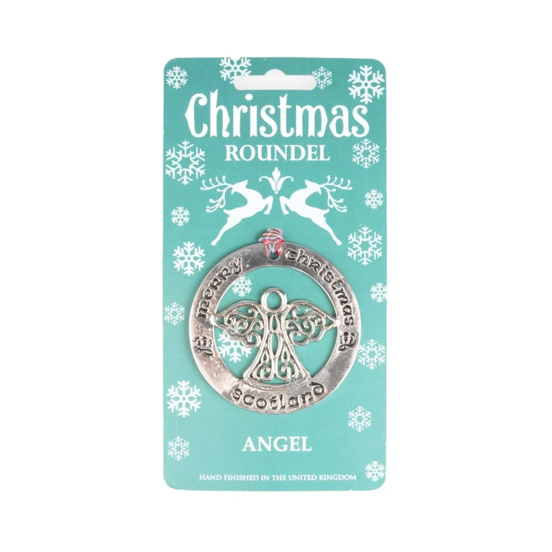 silver angel christmas roundel ornament