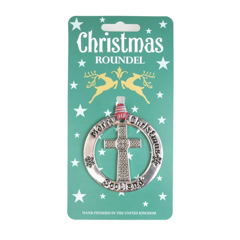 silver celtic cross christmas roundel