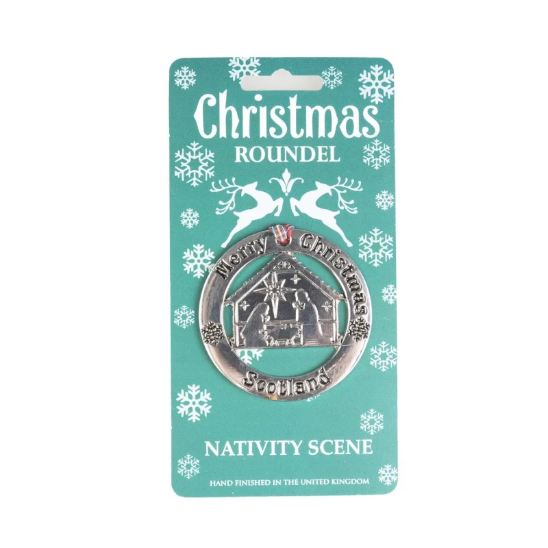 silver nativity roundel for christmas