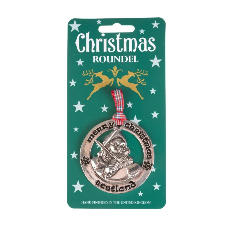 silver santa roundel christmas ornament