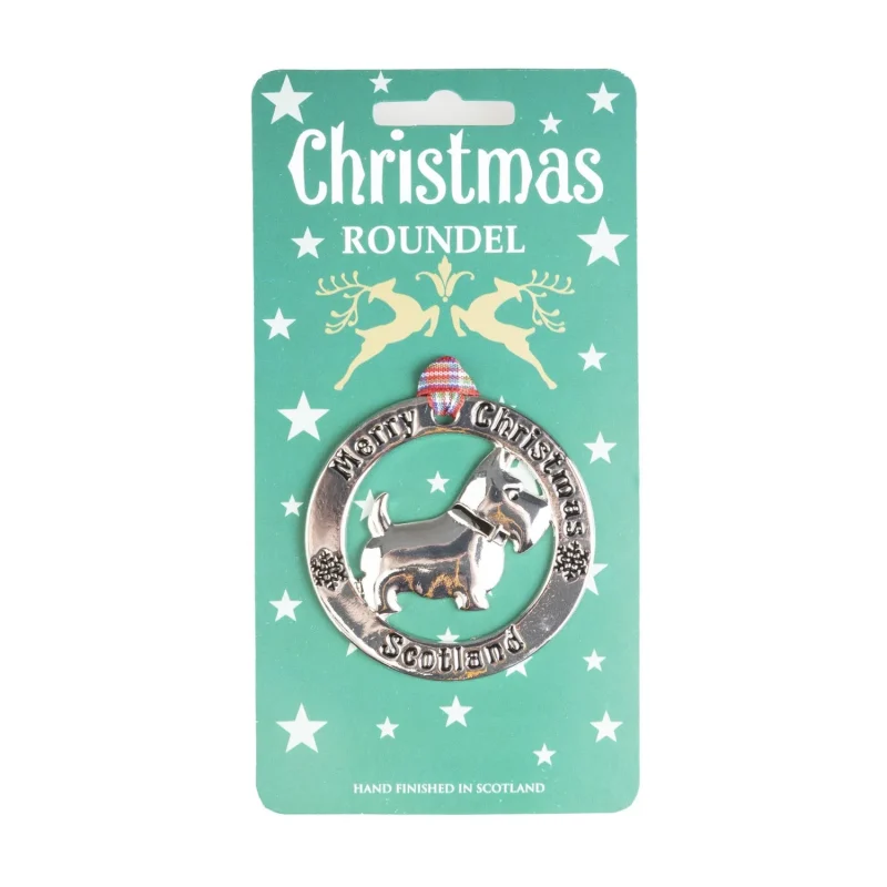 silver scotty dog christmas ornament