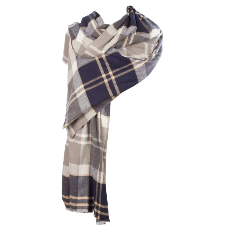 silver tartan cotton scarf