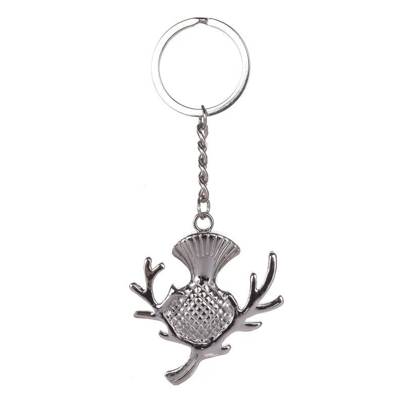 silver thistle charm keyring for keys