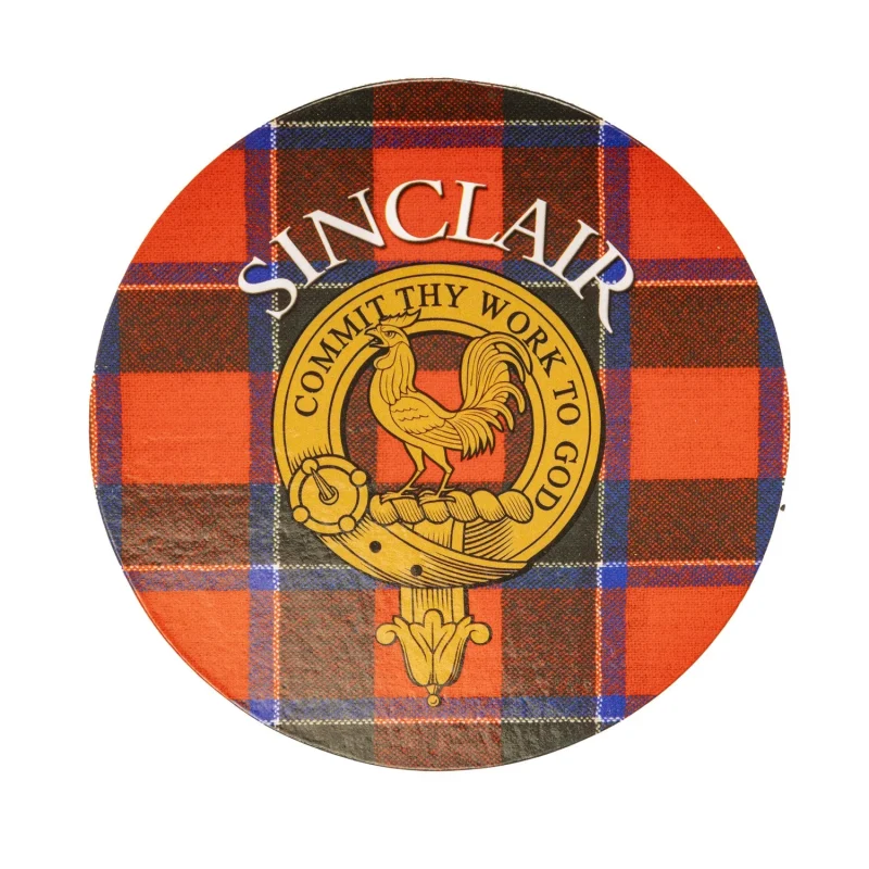 sinclair family name round cork coaster