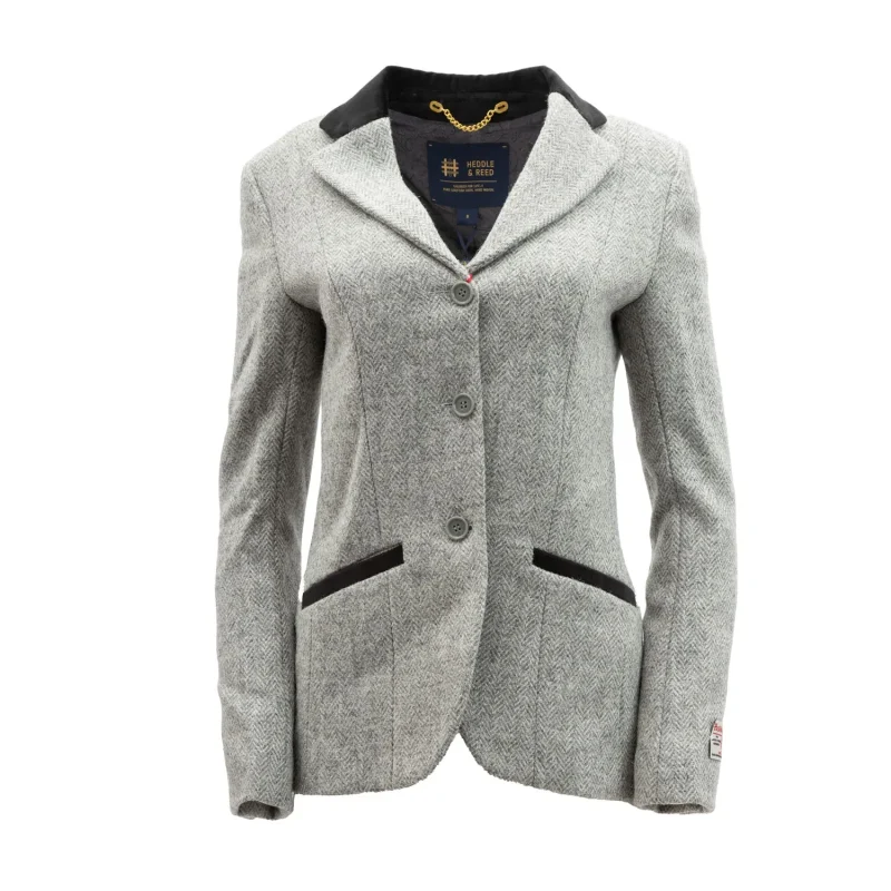 skye harris tweed jacket grey herringbone for women