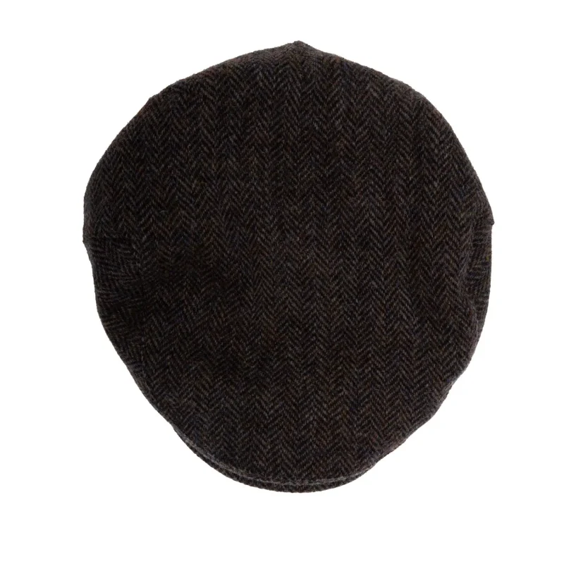 slate grey harris tweed flat cap