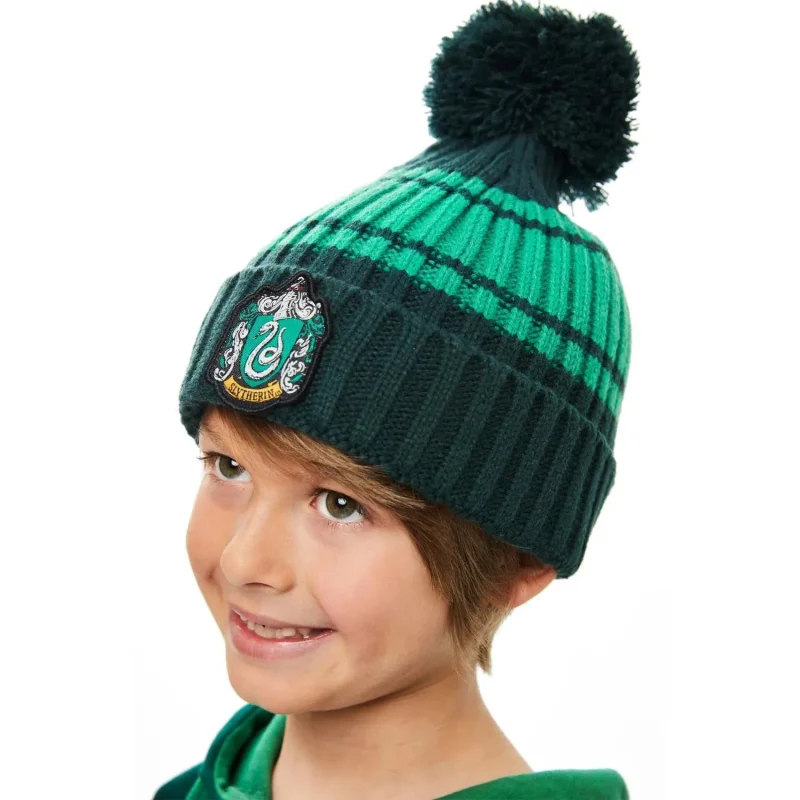 slytherin chunky knit beanie for kids