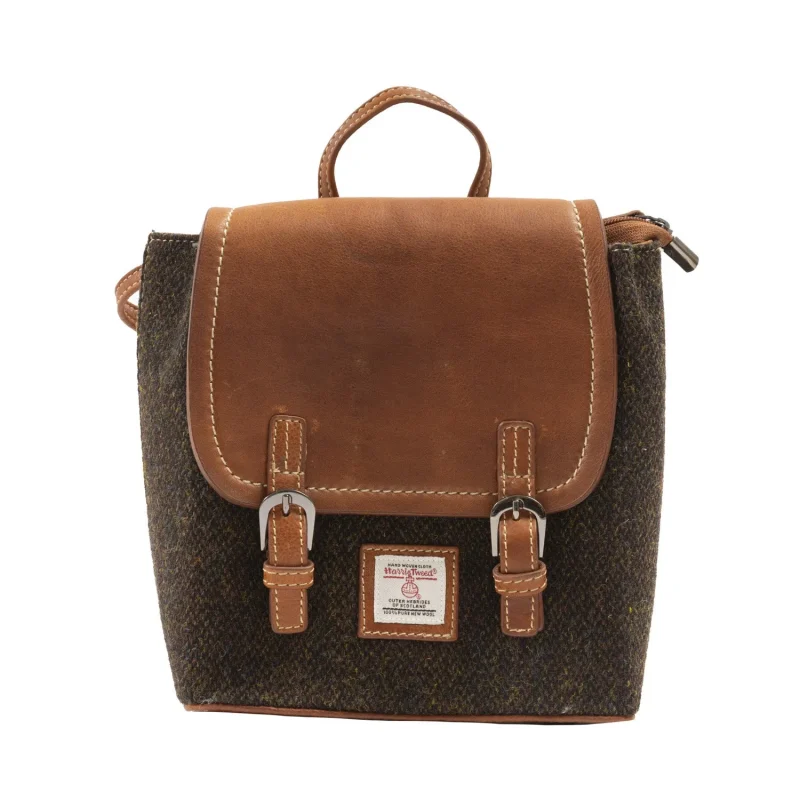 small leather backpack dark brown barleycorn tan