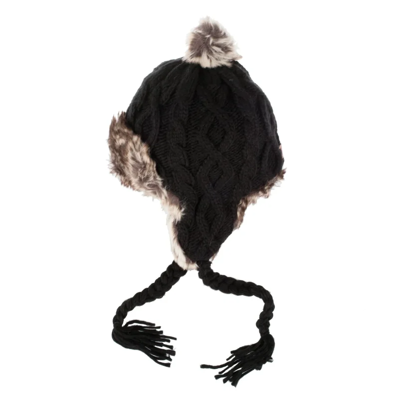 soft cable knit trapper hat