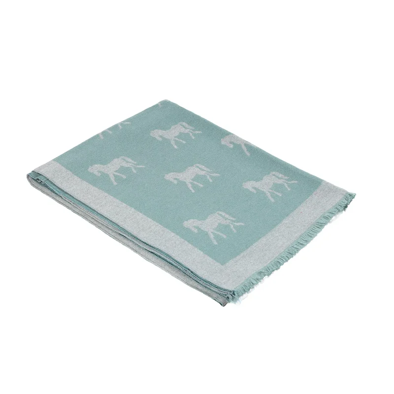 soft green horse design scarf