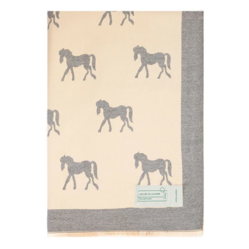 soft horse stole cream light grey