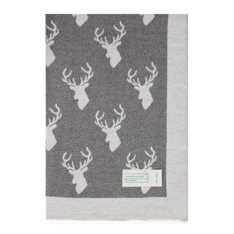 soft luxe stag stole dark grey light grey