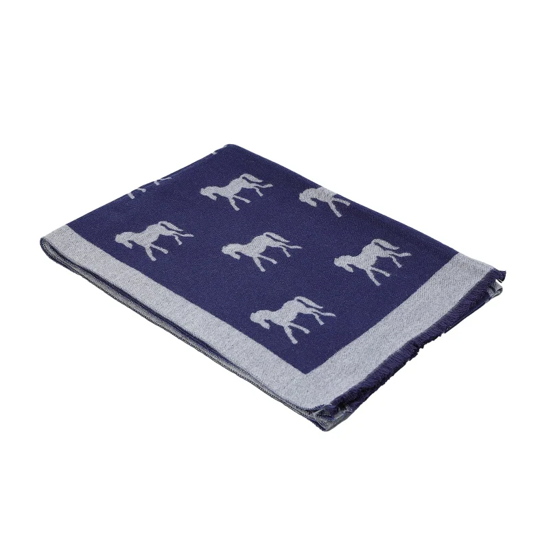 soft navy horse print scarf