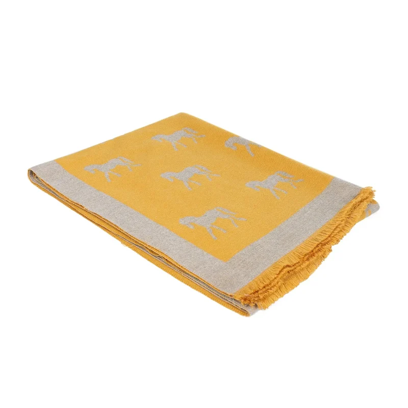 soft ochre horse print scarf