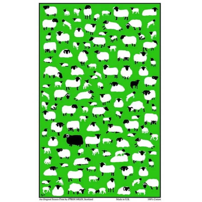 soft sheep flock kitchen tea towel