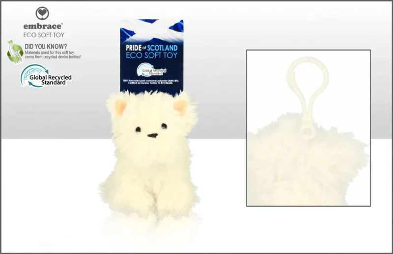 soft westie plush toy 9 5cm with clip